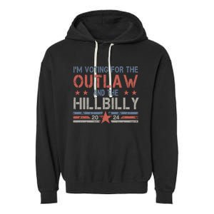 Trump Vance 2024 Donald Trump J.D. Vance Outlaw Hillbilly Garment-Dyed Fleece Hoodie