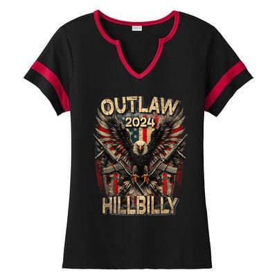 Trump Vance 24 Outlaw Hillbilly Us Flag Vintage Premium Ladies Halftime Notch Neck Tee