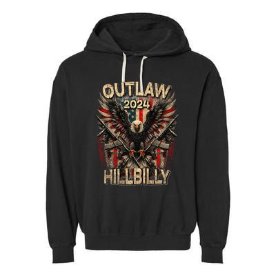 Trump Vance 24 Outlaw Hillbilly Us Flag Vintage Premium Garment-Dyed Fleece Hoodie