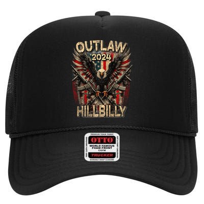 Trump Vance 24 Outlaw Hillbilly Us Flag Vintage Premium High Crown Mesh Back Trucker Hat