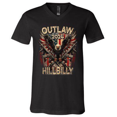 Trump Vance 24 Outlaw Hillbilly Us Flag Vintage Premium V-Neck T-Shirt