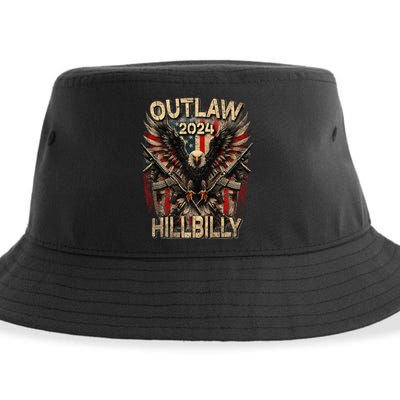 Trump Vance 24 Outlaw Hillbilly Us Flag Vintage Premium Sustainable Bucket Hat