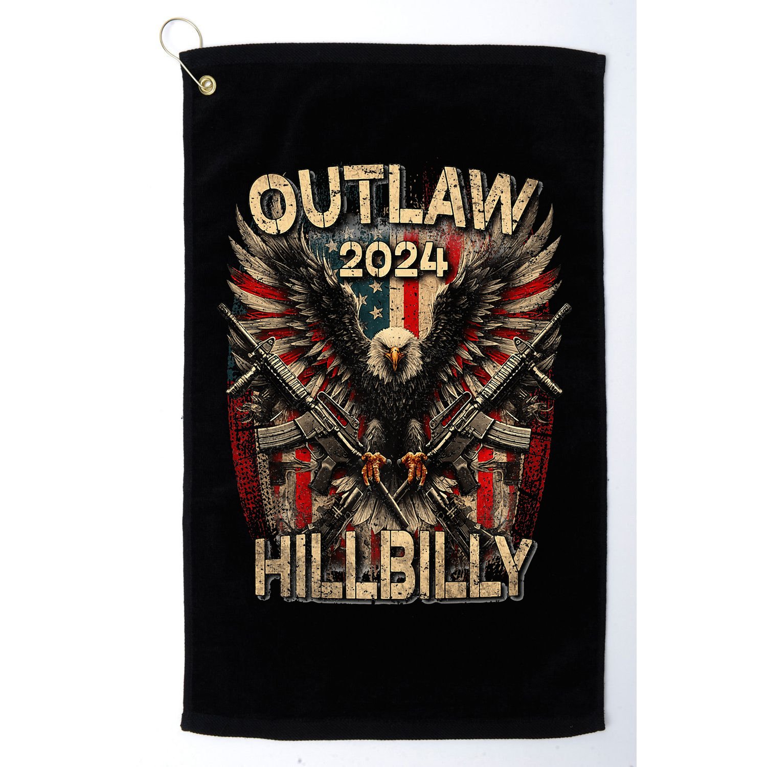 Trump Vance 24 Outlaw Hillbilly Us Flag Vintage Premium Golf Towel