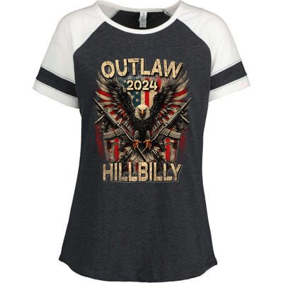 Trump Vance 24 Outlaw Hillbilly Us Flag Vintage Premium Enza Ladies Jersey Colorblock Tee