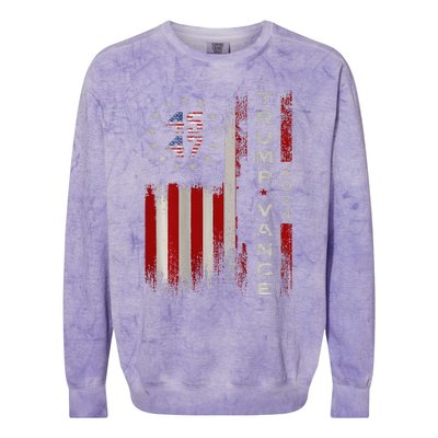 Trump Vance 2024 Vintage Subdued Vertical Flag Colorblast Crewneck Sweatshirt