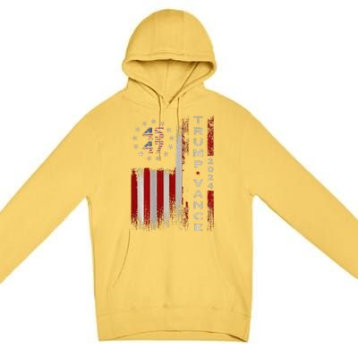 Trump Vance 2024 Vintage Subdued Vertical Flag Premium Pullover Hoodie