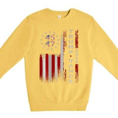 Trump Vance 2024 Vintage Subdued Vertical Flag Premium Crewneck Sweatshirt