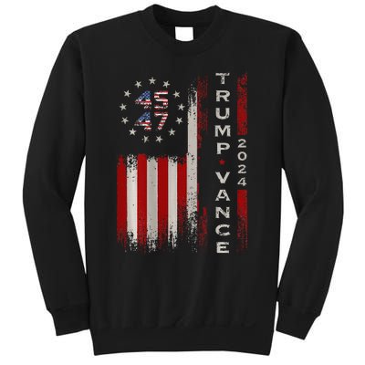 Trump Vance 2024 Vintage Subdued Vertical Flag Sweatshirt