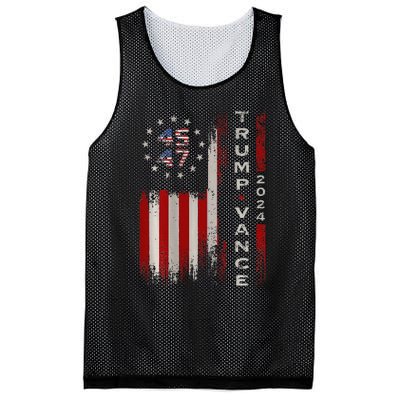 Trump Vance 2024 Vintage Subdued Vertical Flag Mesh Reversible Basketball Jersey Tank