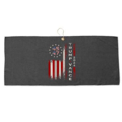 Trump Vance 2024 Vintage Subdued Vertical Flag Large Microfiber Waffle Golf Towel