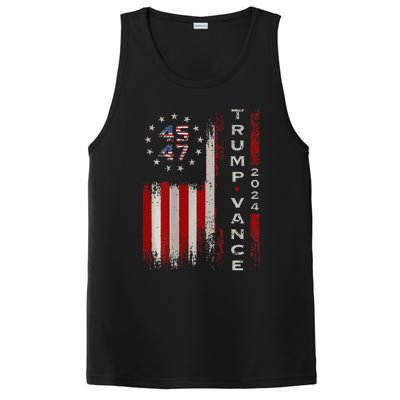 Trump Vance 2024 Vintage Subdued Vertical Flag PosiCharge Competitor Tank