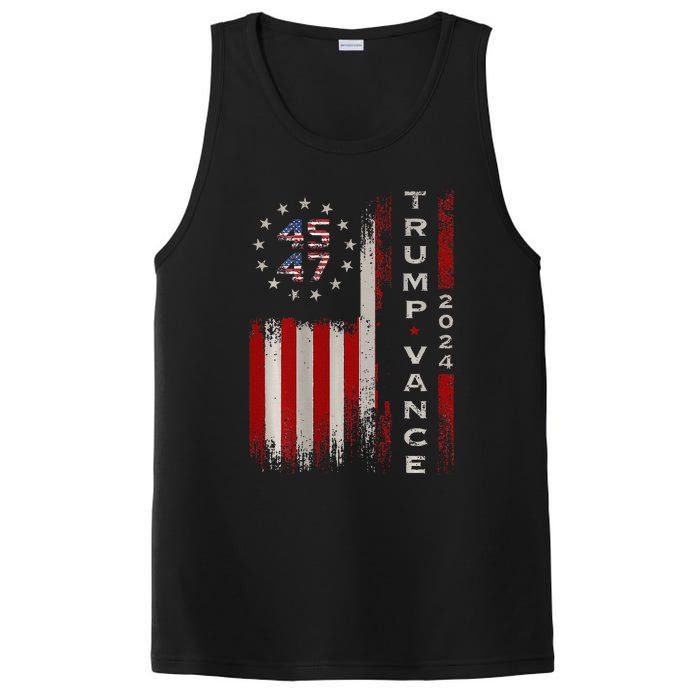 Trump Vance 2024 Vintage Subdued Vertical Flag PosiCharge Competitor Tank