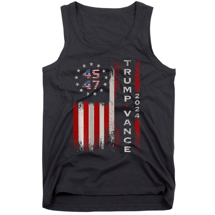 Trump Vance 2024 Vintage Subdued Vertical Flag Tank Top