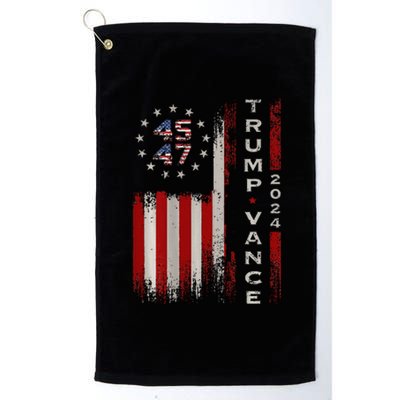 Trump Vance 2024 Vintage Subdued Vertical Flag Platinum Collection Golf Towel