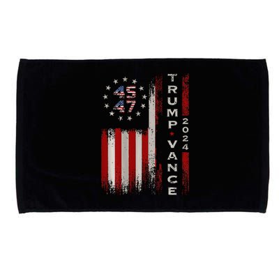 Trump Vance 2024 Vintage Subdued Vertical Flag Microfiber Hand Towel