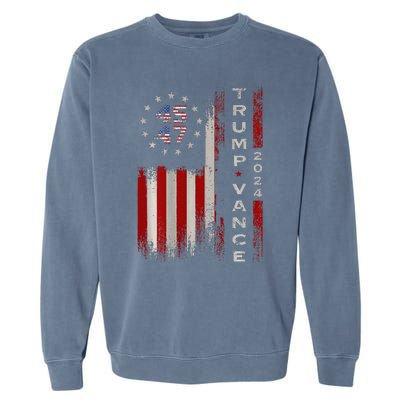 Trump Vance 2024 Vintage Subdued Vertical Flag Garment-Dyed Sweatshirt