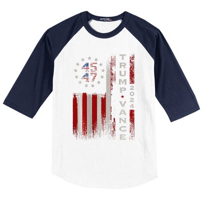 Trump Vance 2024 Vintage Subdued Vertical Flag Baseball Sleeve Shirt