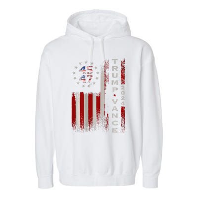 Trump Vance 2024 Vintage Subdued Vertical Flag Garment-Dyed Fleece Hoodie