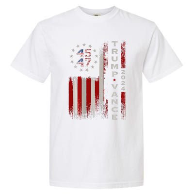 Trump Vance 2024 Vintage Subdued Vertical Flag Garment-Dyed Heavyweight T-Shirt