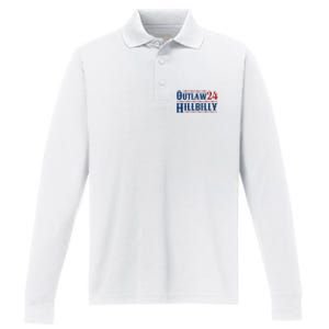 Trump Vance 2024 J.D. Vance Outlaw Hillbilly 24 Performance Long Sleeve Polo