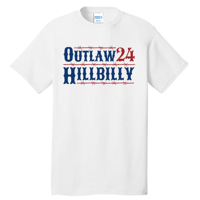 Trump Vance 2024 J.D. Vance Outlaw Hillbilly 24 Tall T-Shirt