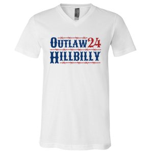 Trump Vance 2024 J.D. Vance Outlaw Hillbilly 24 V-Neck T-Shirt