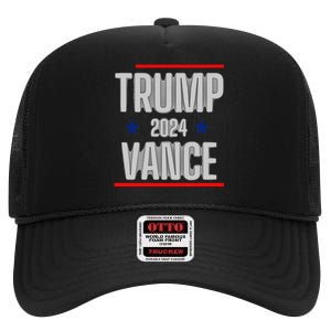 Trump Vance 2024 Presidential Race High Crown Mesh Back Trucker Hat