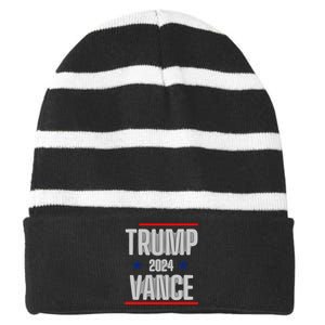 Trump Vance 2024 Presidential Race Striped Beanie with Solid Band