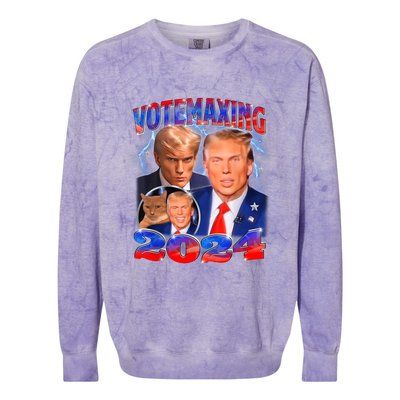 Trump Votemaxing 2024 Looksmaxxing Funny Mewing Meme Colorblast Crewneck Sweatshirt