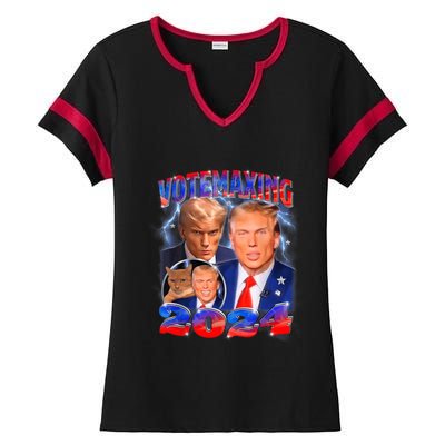 Trump Votemaxing 2024 Looksmaxxing Funny Mewing Meme Ladies Halftime Notch Neck Tee