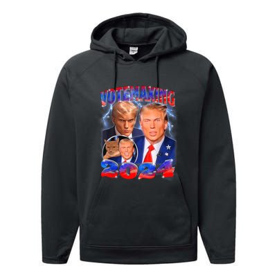 Trump Votemaxing 2024 Looksmaxxing Funny Mewing Meme Performance Fleece Hoodie