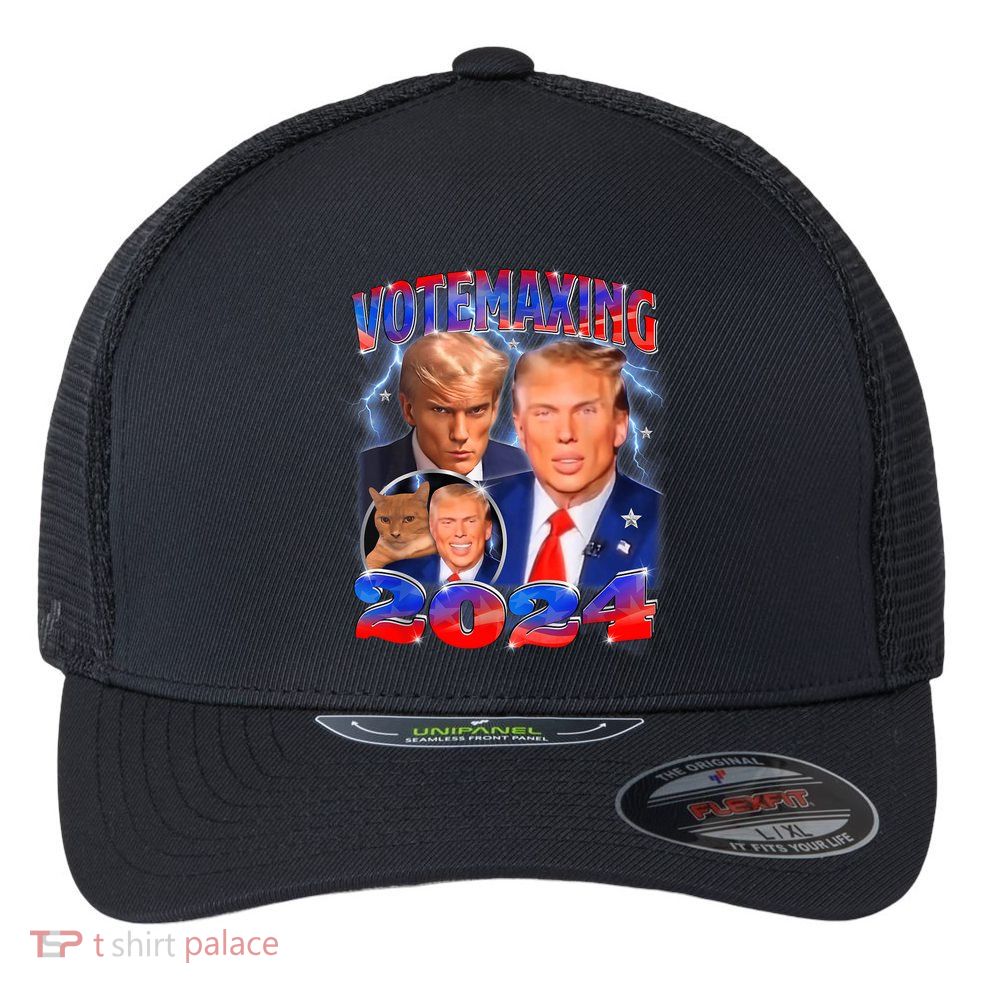 Trump Votemaxing 2024 Looksmaxxing Funny Mewing Meme Flexfit Unipanel Trucker Cap