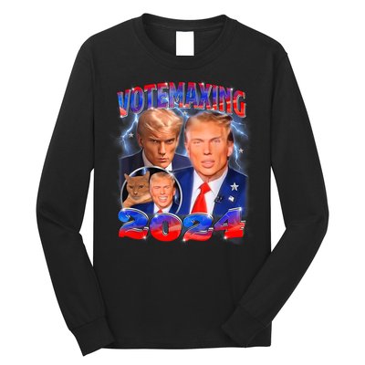 Trump Votemaxing 2024 Looksmaxxing Funny Mewing Meme Long Sleeve Shirt