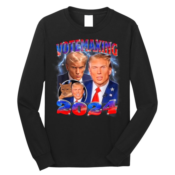 Trump Votemaxing 2024 Looksmaxxing Funny Mewing Meme Long Sleeve Shirt