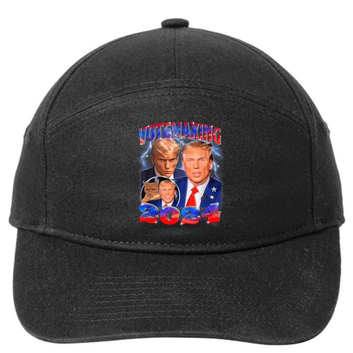 Trump Votemaxing 2024 Looksmaxxing Funny Mewing Meme 7-Panel Snapback Hat