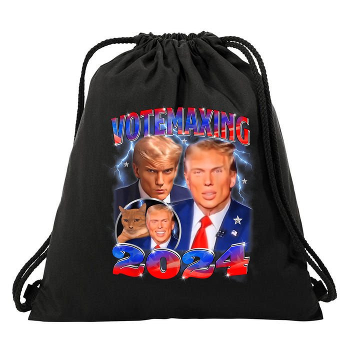 Trump Votemaxing 2024 Looksmaxxing Funny Mewing Meme Drawstring Bag