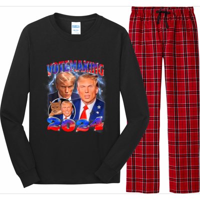 Trump Votemaxing 2024 Looksmaxxing Funny Mewing Meme Long Sleeve Pajama Set