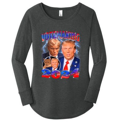 Trump Votemaxing 2024 Looksmaxxing Funny Mewing Meme Women's Perfect Tri Tunic Long Sleeve Shirt