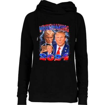 Trump Votemaxing 2024 Looksmaxxing Funny Mewing Meme Womens Funnel Neck Pullover Hood