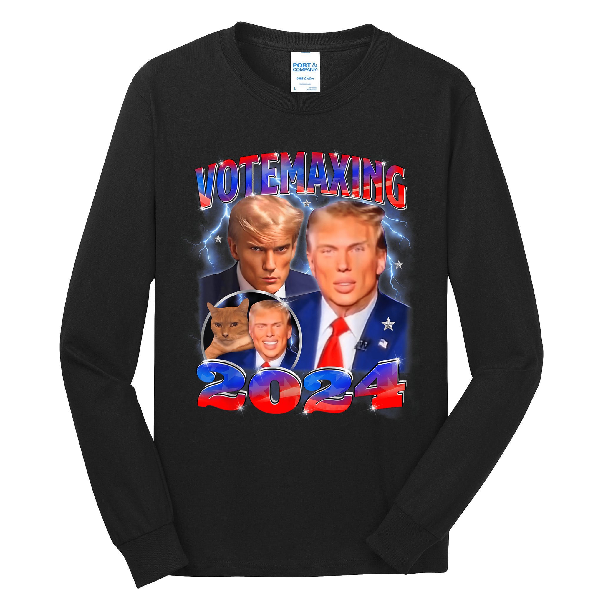 Trump Votemaxing 2024 Looksmaxxing Funny Mewing Meme Tall Long Sleeve T-Shirt