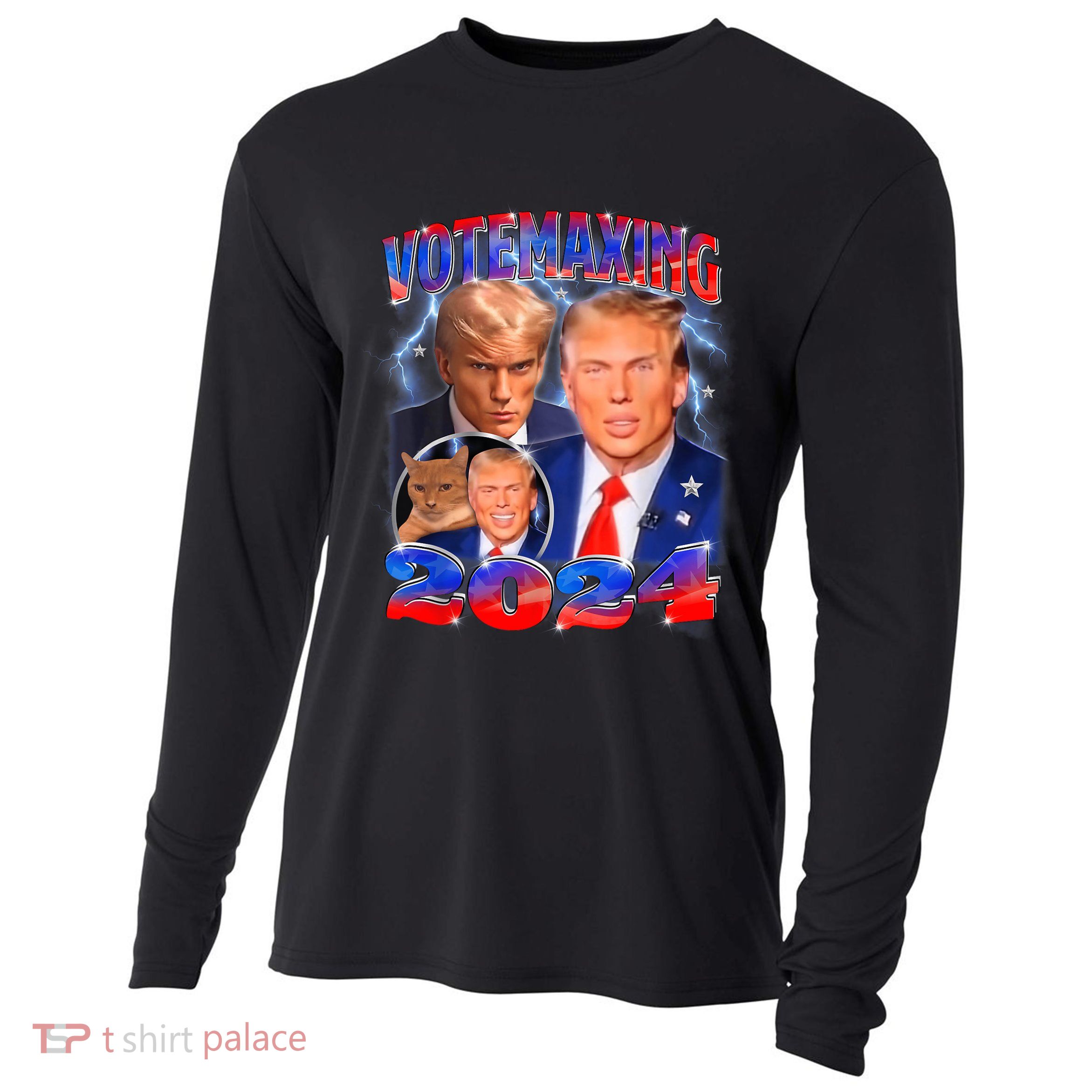 Trump Votemaxing 2024 Looksmaxxing Funny Mewing Meme Cooling Performance Long Sleeve Crew