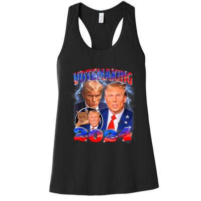 Trump Votemaxing 2024 Looksmaxxing Funny Mewing Meme Women's Racerback Tank