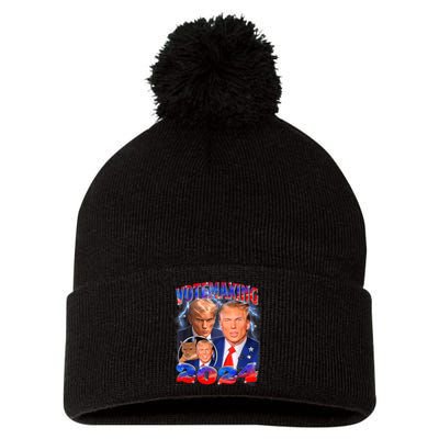 Trump Votemaxing 2024 Looksmaxxing Funny Mewing Meme Pom Pom 12in Knit Beanie