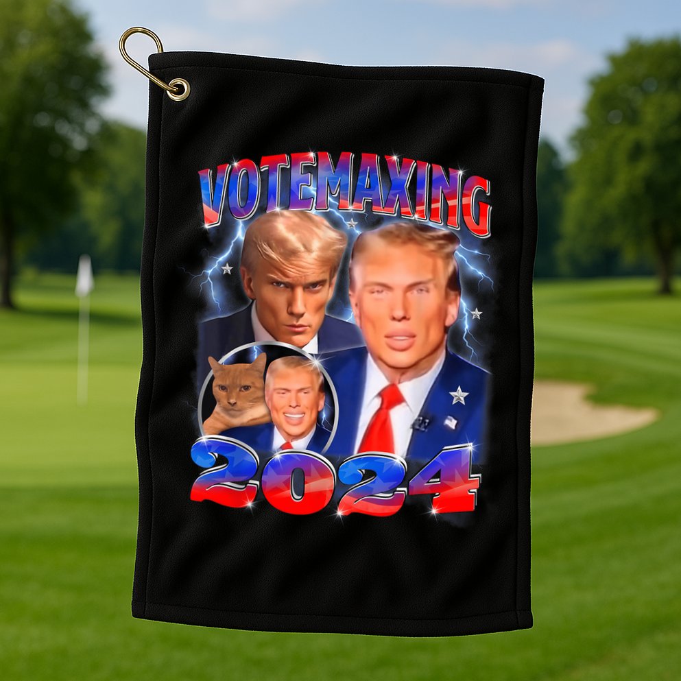 Trump Votemaxing 2024 Looksmaxxing Funny Mewing Meme Golf Towel