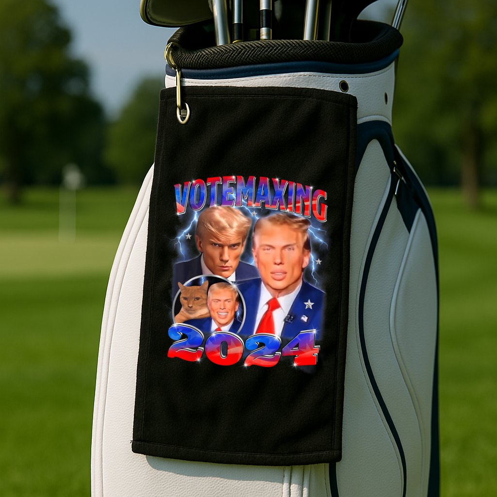 Trump Votemaxing 2024 Looksmaxxing Funny Mewing Meme Golf Towel
