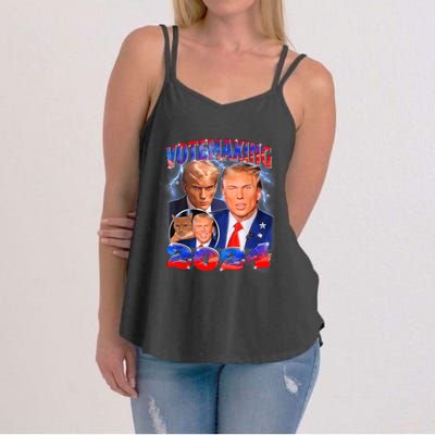 Trump Votemaxing 2024 Looksmaxxing Funny Mewing Meme Women's Strappy Tank