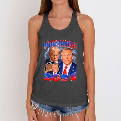 Trump Votemaxing 2024 Looksmaxxing Funny Mewing Meme Women's Knotted Racerback Tank