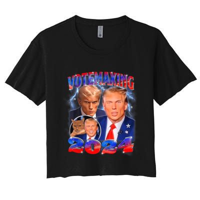 Trump Votemaxing 2024 Looksmaxxing Funny Mewing Meme Women's Crop Top Tee