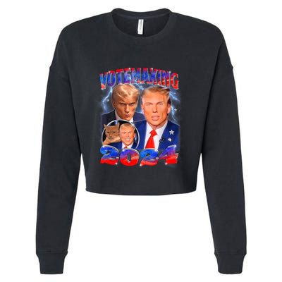 Trump Votemaxing 2024 Looksmaxxing Funny Mewing Meme Cropped Pullover Crew