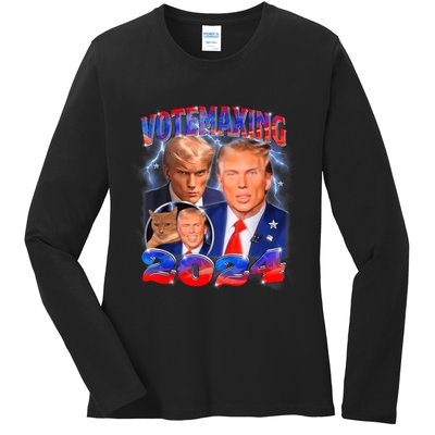 Trump Votemaxing 2024 Looksmaxxing Funny Mewing Meme Ladies Long Sleeve Shirt